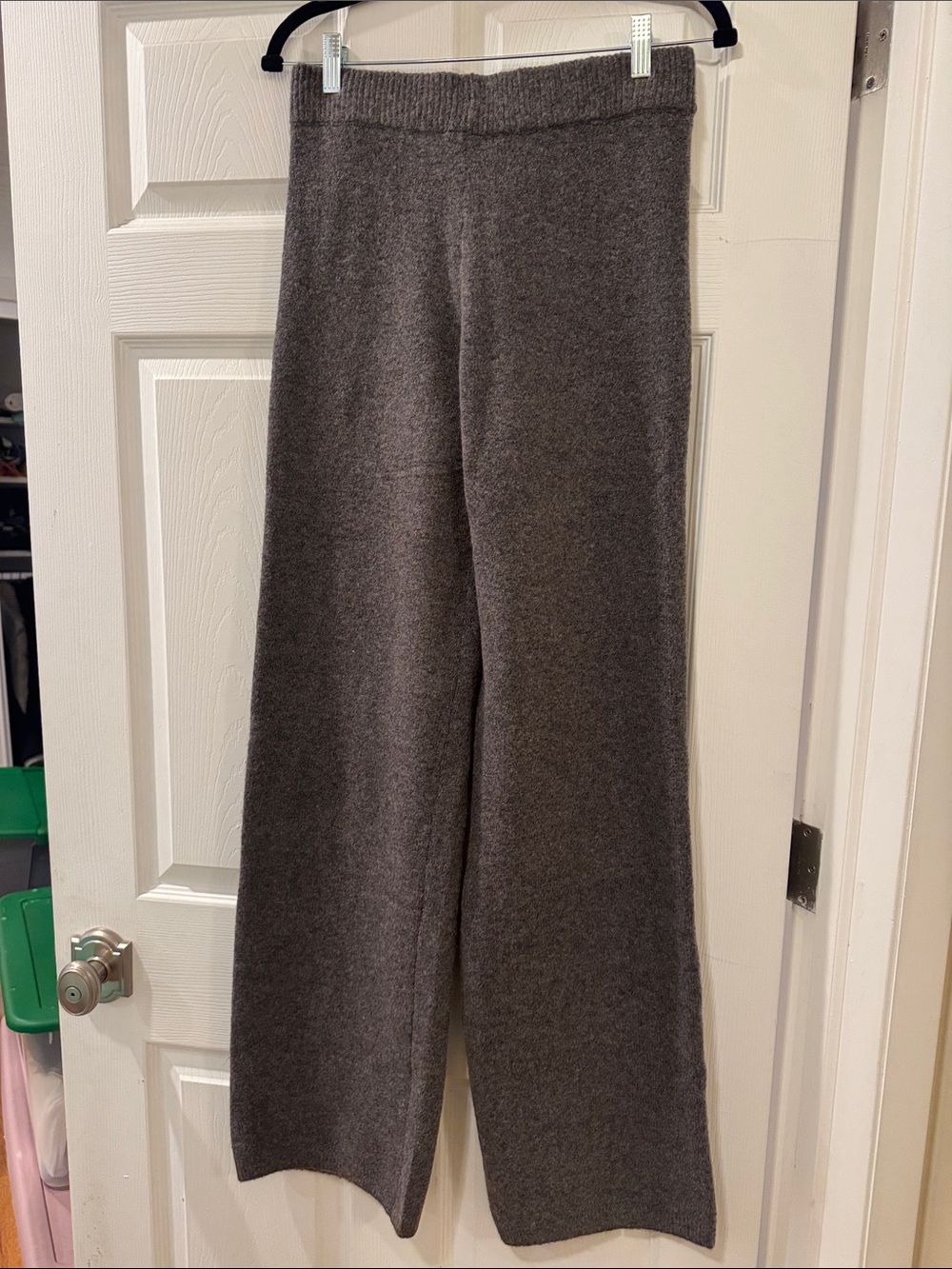Mango Charcoal Gray Knit Wide-Leg Sweatpants